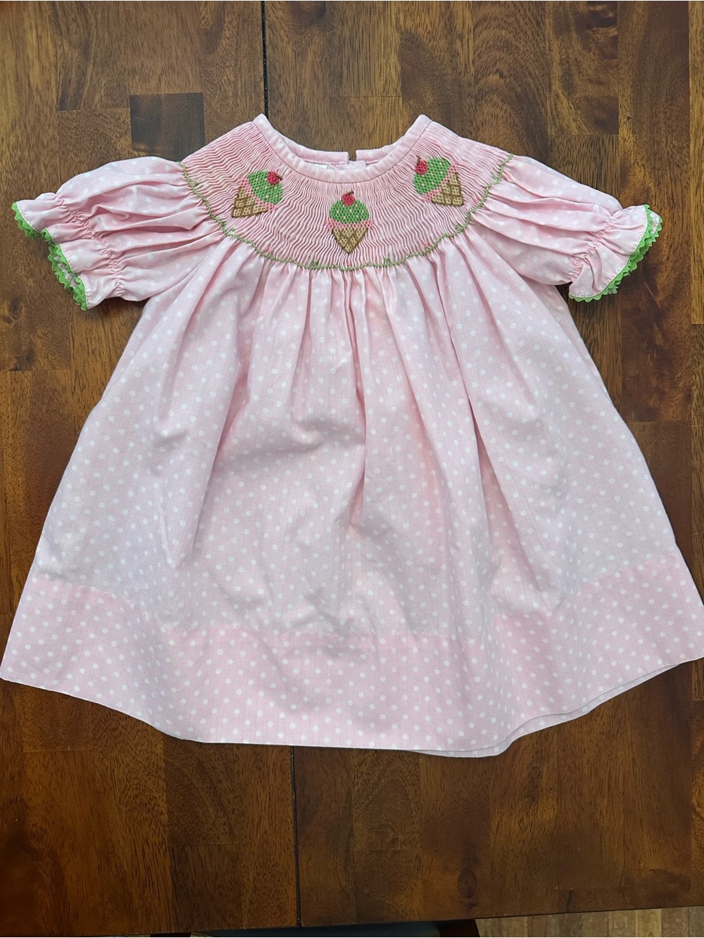 Girls' Pink Smocked Ice Cream Dress